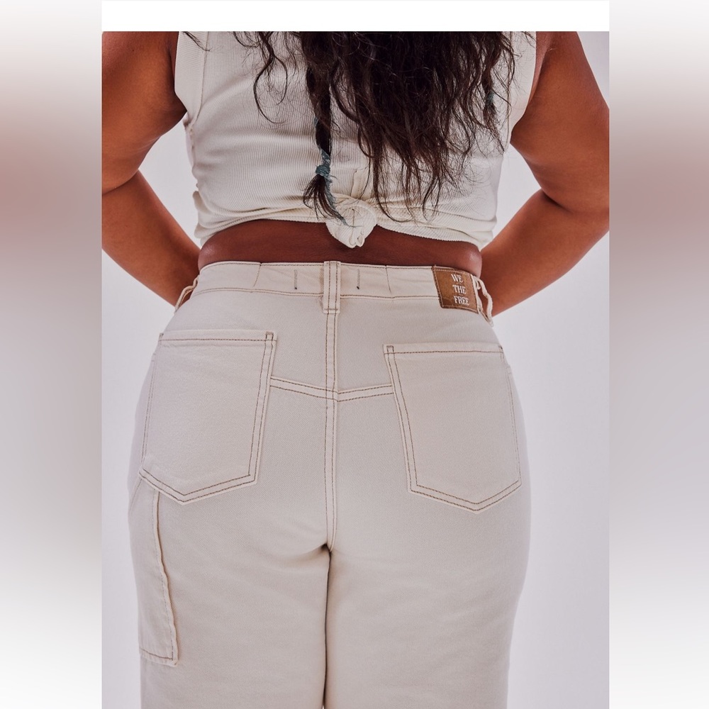 Free People We The Free Tinsley Baggy High-Rise Jeans-Ecru-NWT - Picture 5 of 11